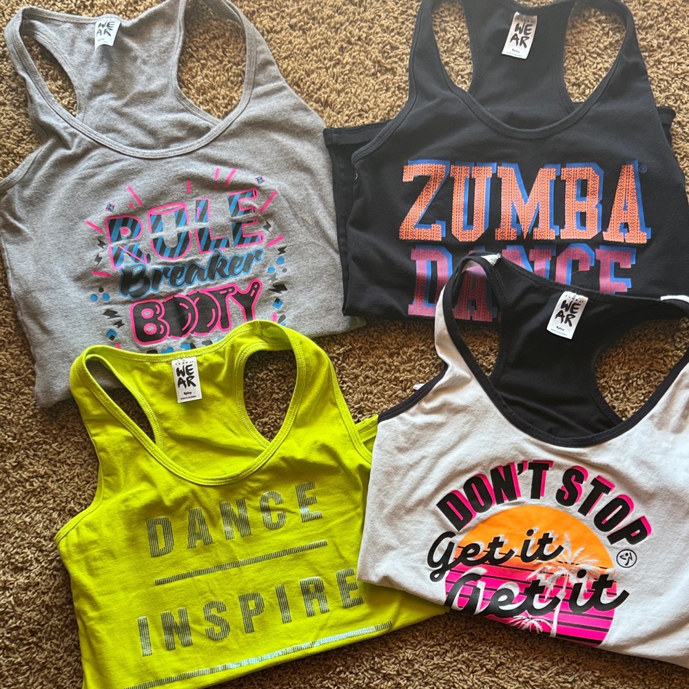 Bundle of Colorful Graphic Zumba Tank Tops